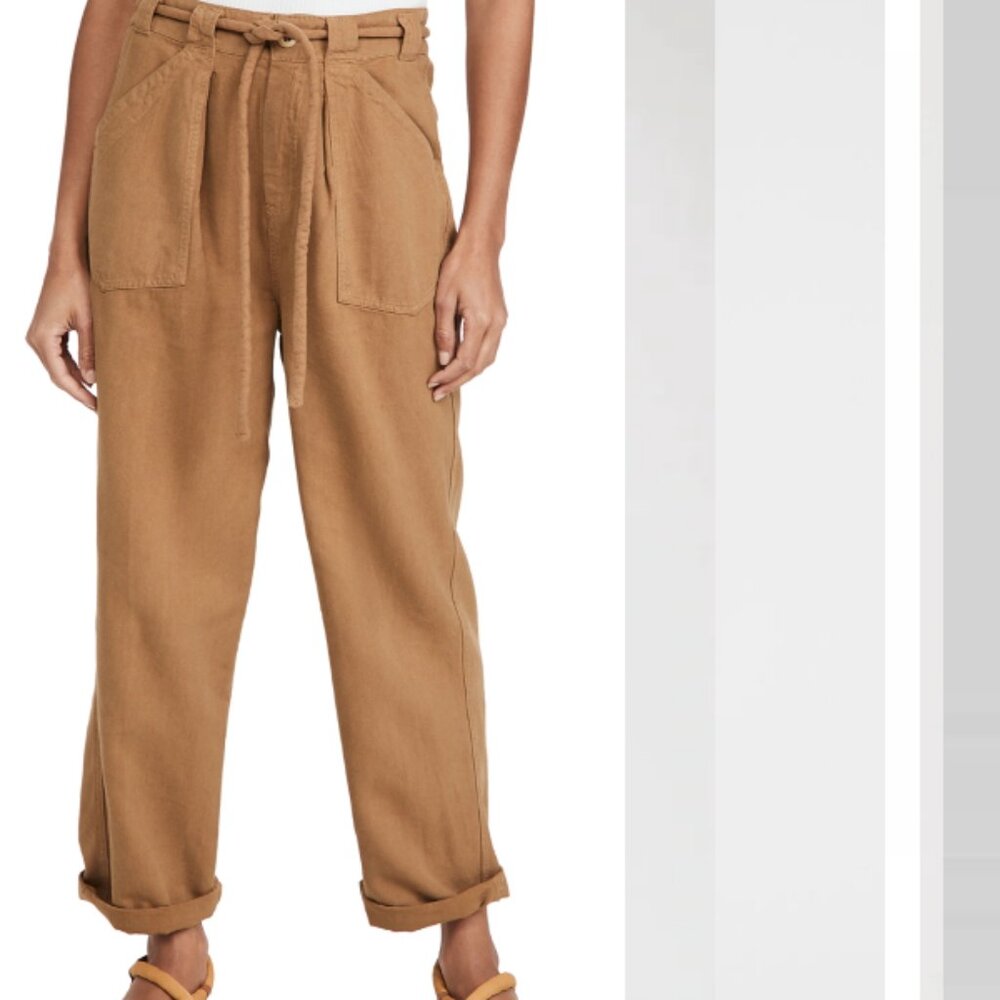 Free People Lights Down Rolled Straight Leg Pants Golden Palm S